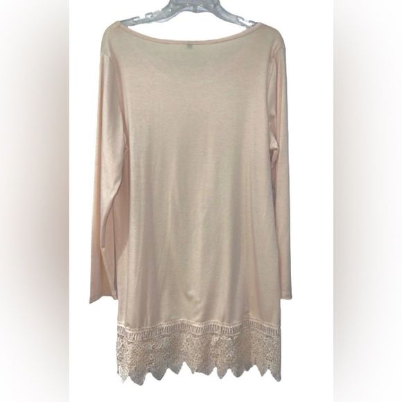 Boutique Cream Knit Tunic Top w/ Crocheted Accent Trim Womens Size L NWOT! - Picture 3 of 4